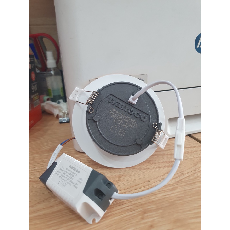 Đèn LED âm trần 9W 12W Viền Vàng Nanoco NDL096G90/NDL126G110