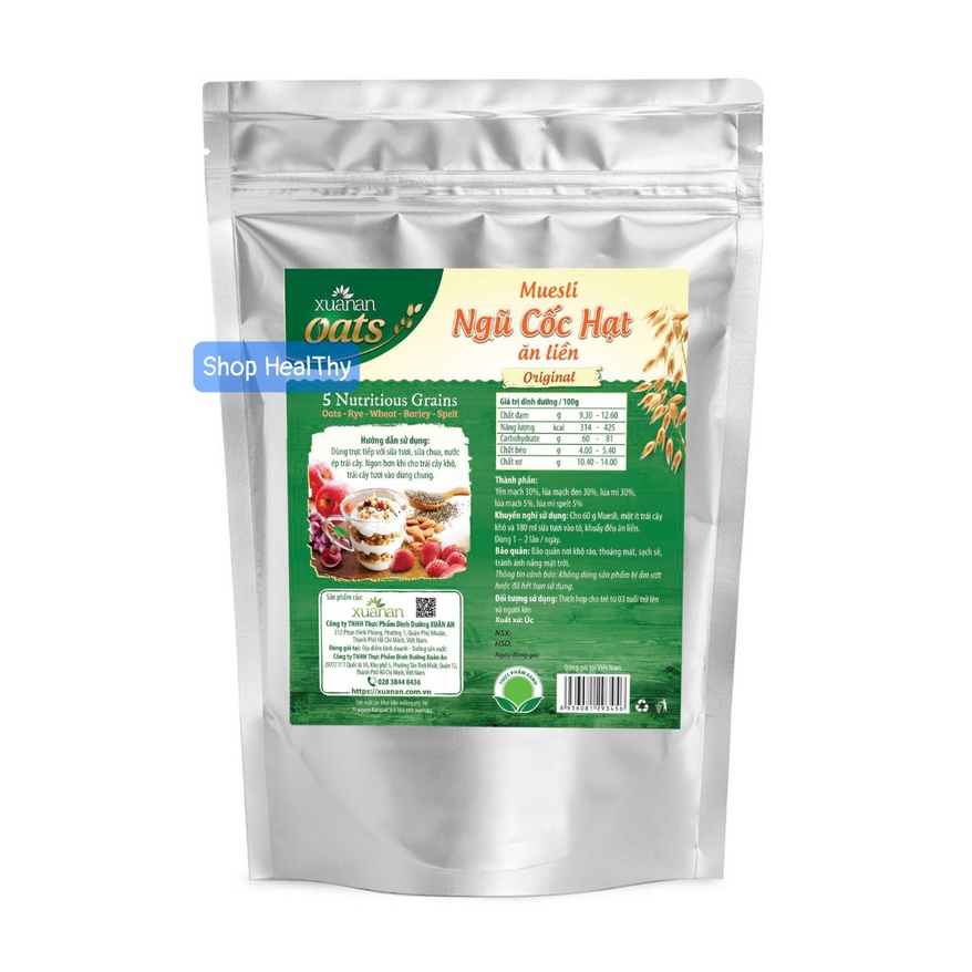 Muesli Ngũ Cốc Hạt Ăn Liền Original Xuân An 350gr - Tặng 1 Nho Khô Đen 120gr