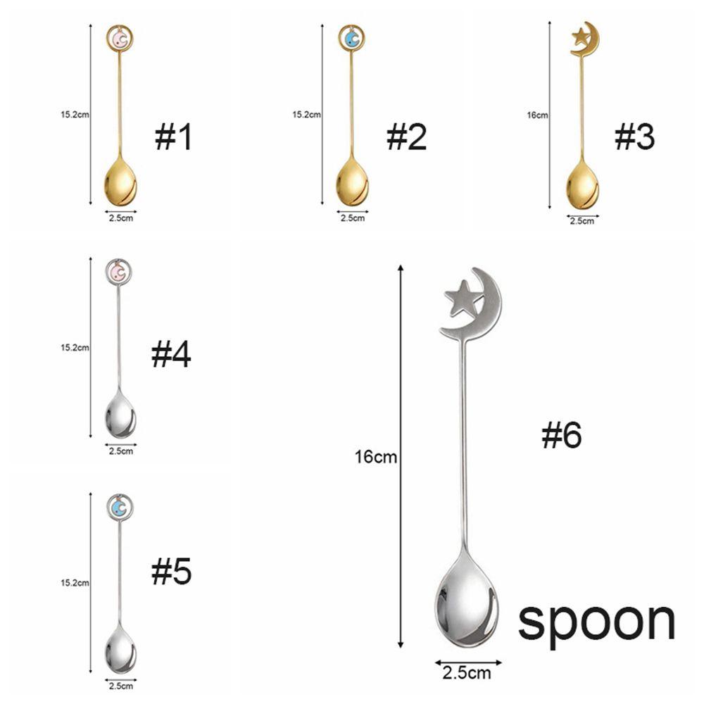 Muỗng Nĩa Ăn Trái Cây / Cà Phê / Tráng Miệng Bằng Thép Không Gỉ 304 Họa Tiết Mặt Trăng