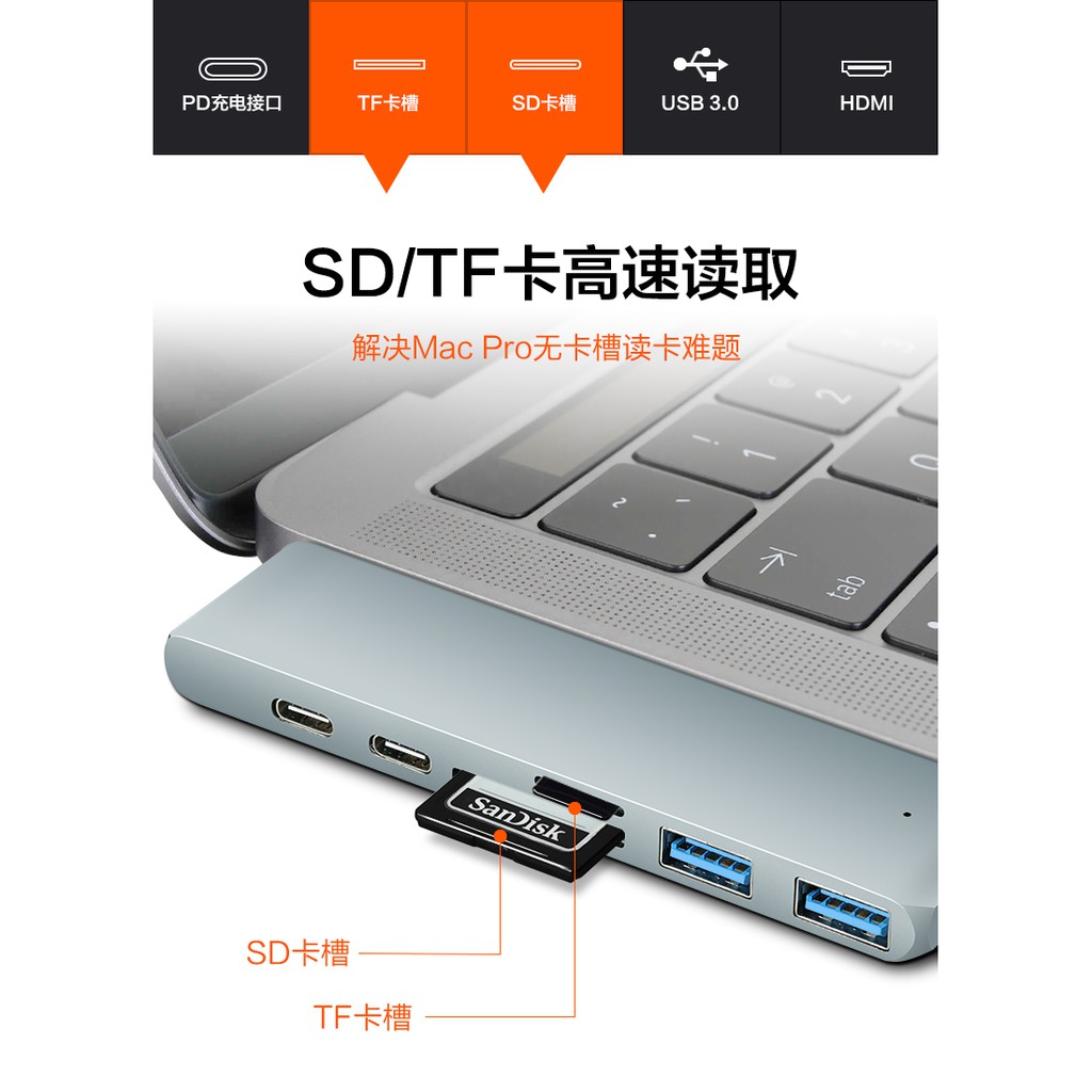 Bộ chuyển đổi chia cổng usb-c type-c dành cho apple laptop macbook pro