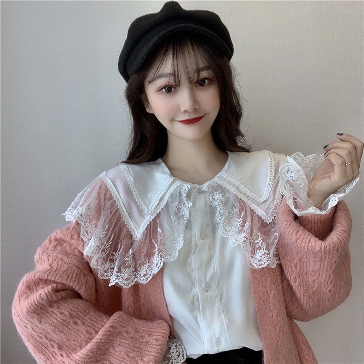 Áo Sơ Mi Cổ Búp Bê Thiết Kế Mới Thời Trang Mùa Thu Theo Phong Cách Hàn Quốc