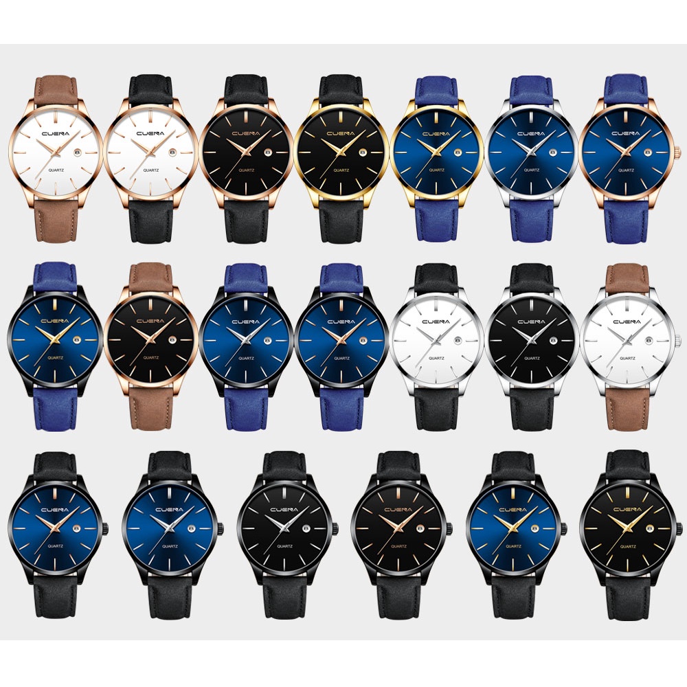 Đồng hồ thạch anh CRRJU 891 XL dây da chống thấm nước thời trang doanh nhân thể thao đơn giản cho nam