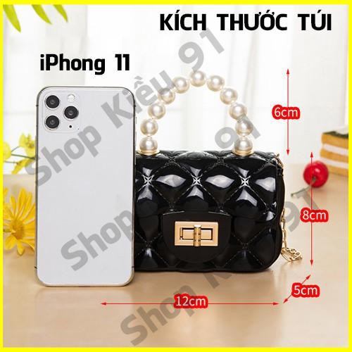 Túi Xách,Túi Đeo Chéo Mini Nhựa Quai Ngọc Siêu Xinh Cho Nữ, Túi Cho Bé Gái Diện Tết Sành Điệu Shop Kiều