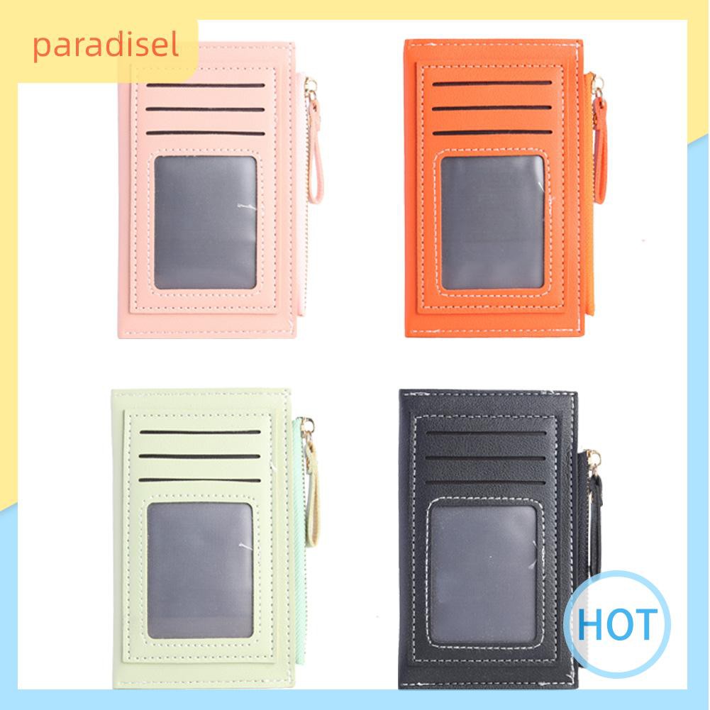 Ví đựng tiền nhiều ngăn dạng ngắn bằng da PU màu trơn thời trang min ih1 cho nữ