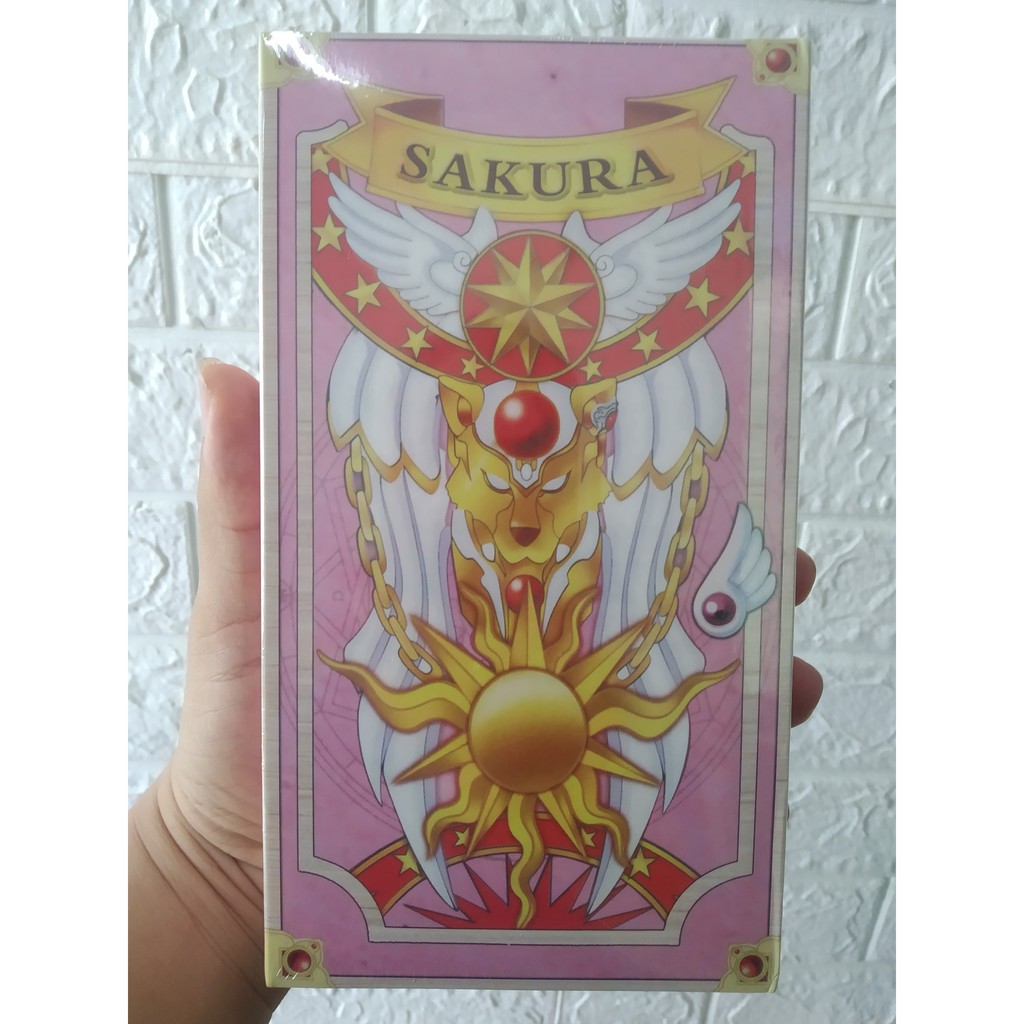 Sakura thủ lĩnh thẻ bài pha lê màu hồng Tarot xinh xắn tặng đá thanh tẩy