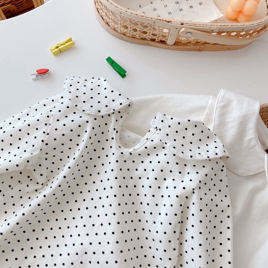Áo sơ mi cổ búp bê thiết kế xinh xắn thời trang cho bé gái