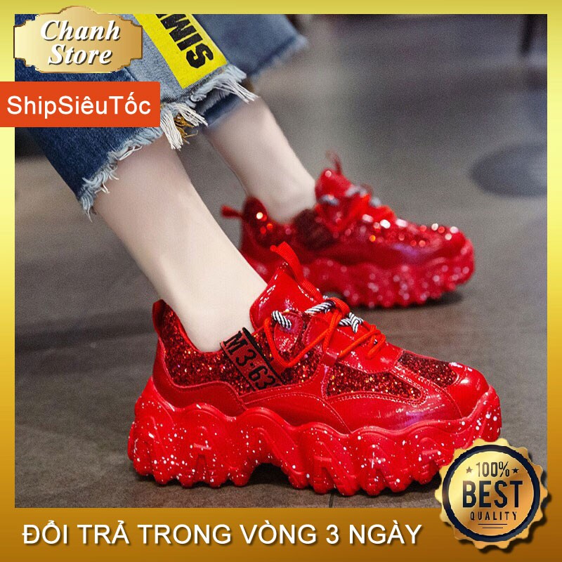 Giày Nữ 💖FREESHIP📛 Giày Thể Thao Độn Đế 5p Siêu Đẹp, Giày Nữ Sneaker Gồm combo 2 Đôi Dây Giày Đế Vảy Sơn Cực Hot