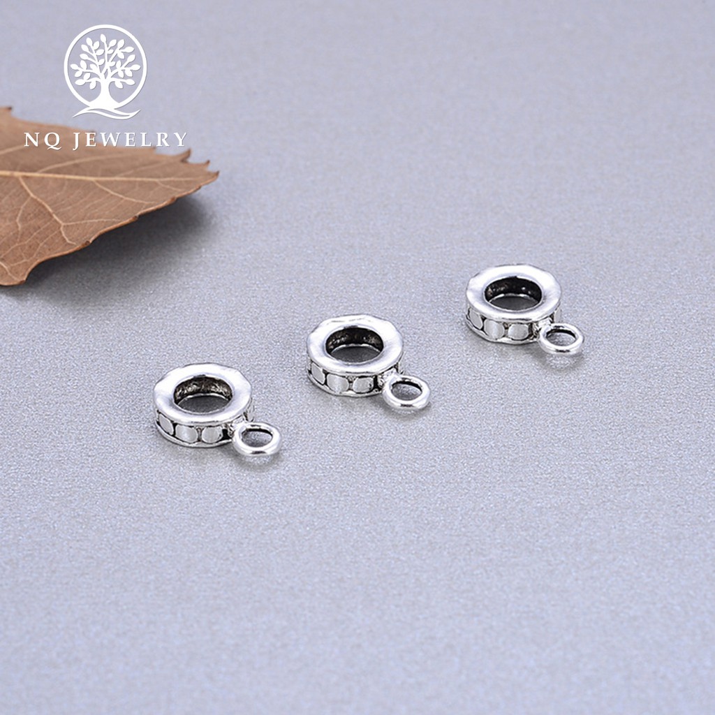 Charm bạc gắn charm treo họa tiết chấm bi - NQ Jewelry