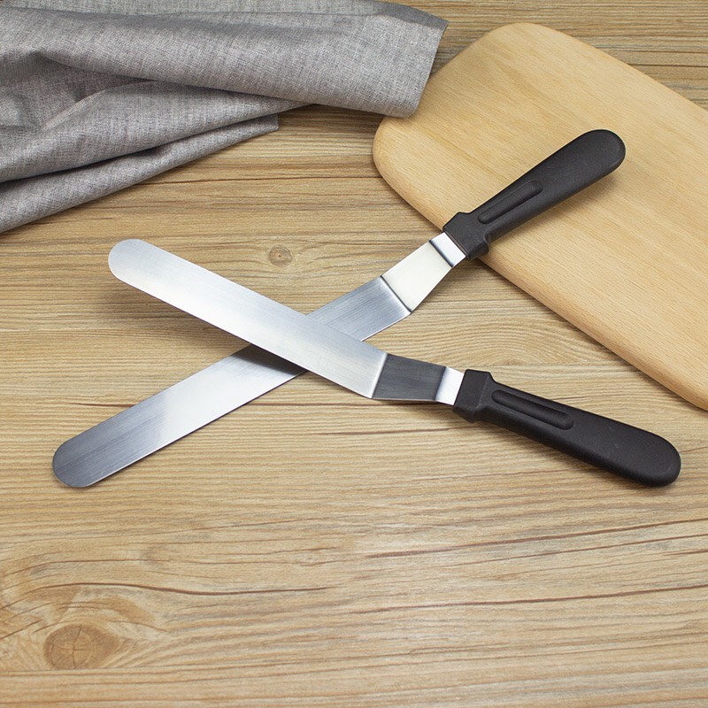 Dao chà láng mặt bánh, trét kem bằng thép không gỉ, gấp khúc cán nhựa 6/8/10inch