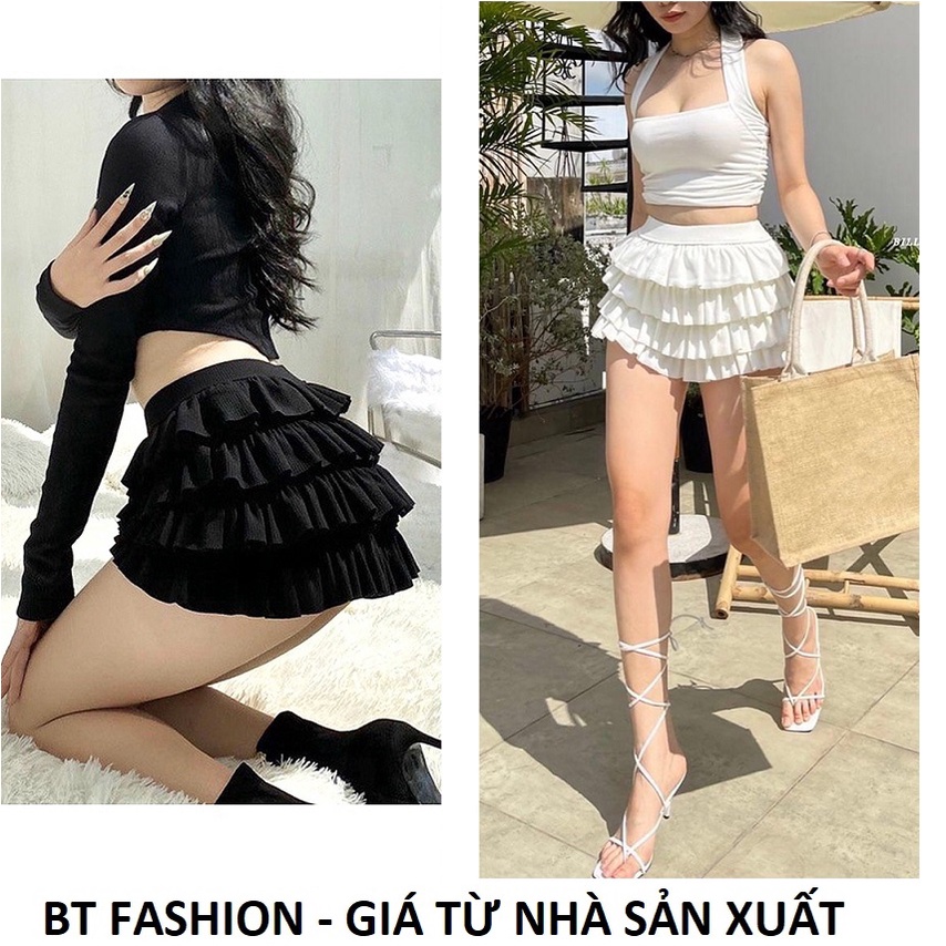 Váy Ngắn 4 Tầng Thun Xếp Ly - BT Fashion
