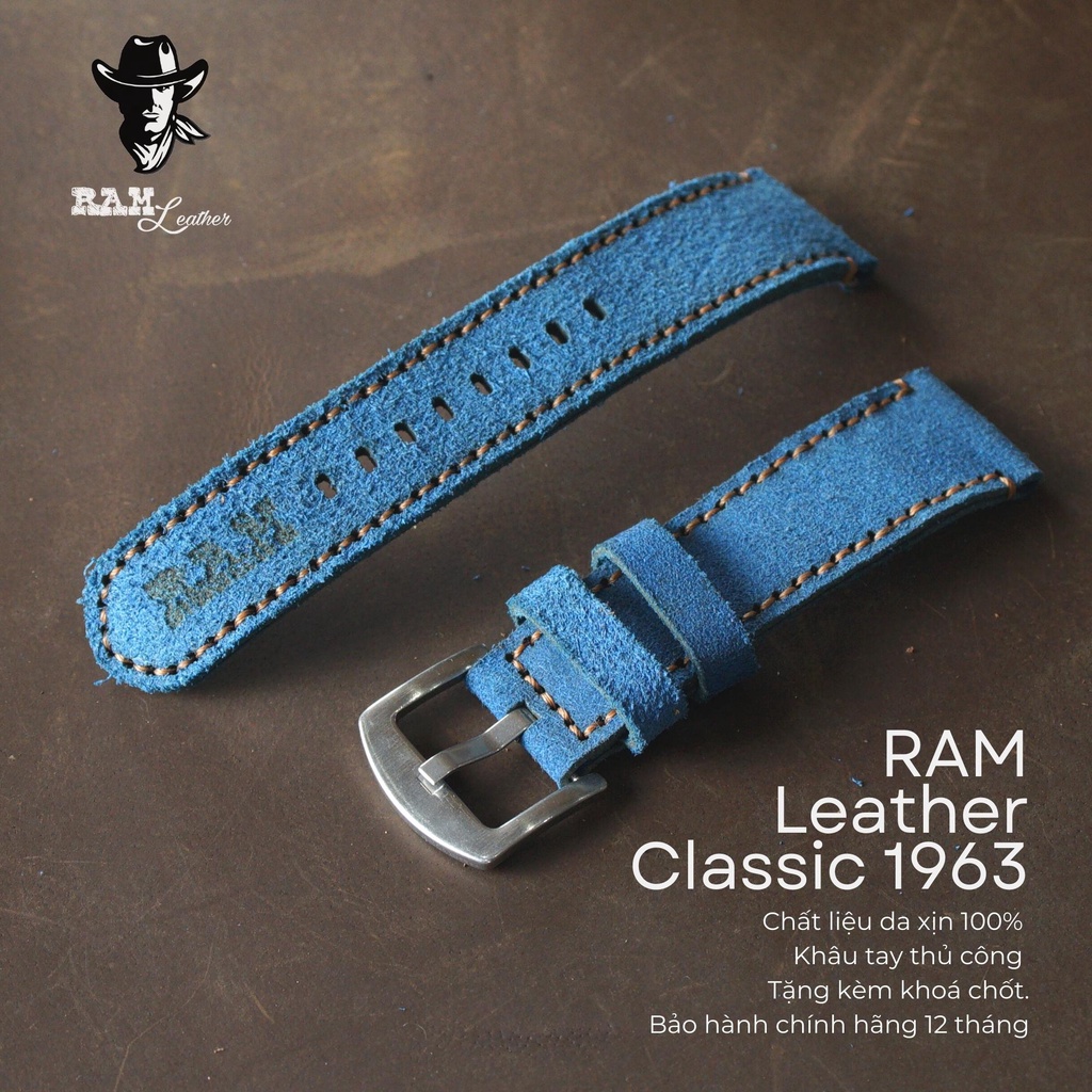 Dây Đồng Hồ Da Bò Lộn RAM Leather Classic Bền Đẹp