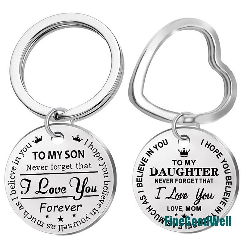 Fmx Móc khóa bằng thép không gỉ khắc chữ Engraved To My Son Daughter Forever Love Mom FVQ