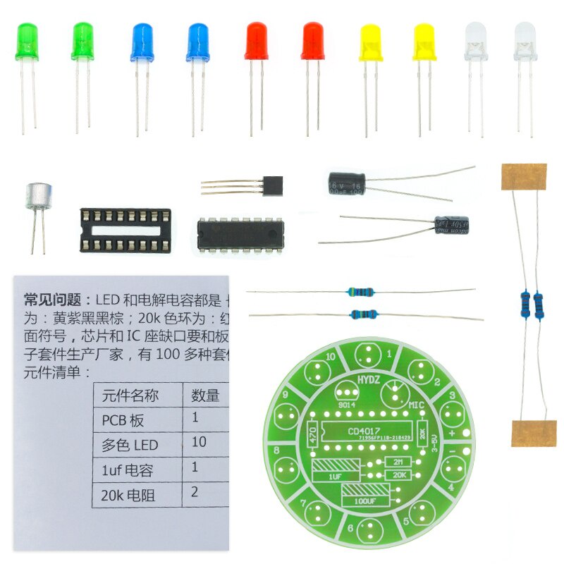 Bộ Đèn LED Điện Tử Điều Khiển Bằng Giọng Nói CD4017 Trang Trí Phòng Thí Nghiệm