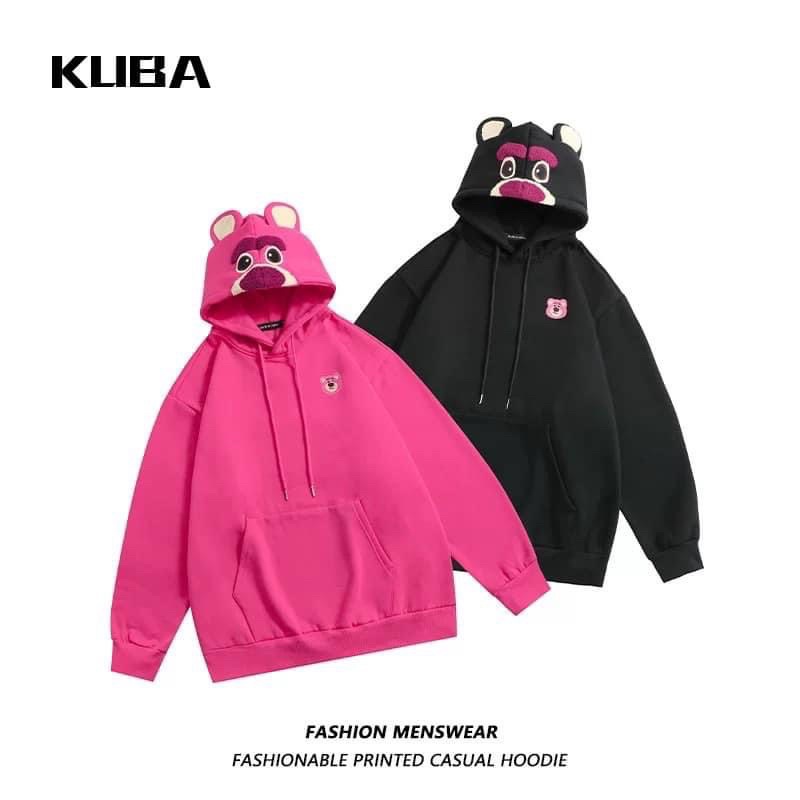 Áo hoodie nỉ bông gấu béo hồng gấu đen dâu tây cặp đôi Losto Bear Couple QCCC