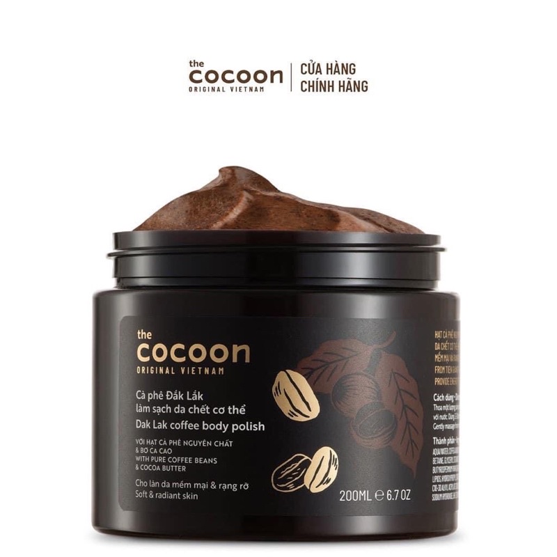 Tẩy da chết Cà phê Đak lak Cocoon toàn thân 200ml