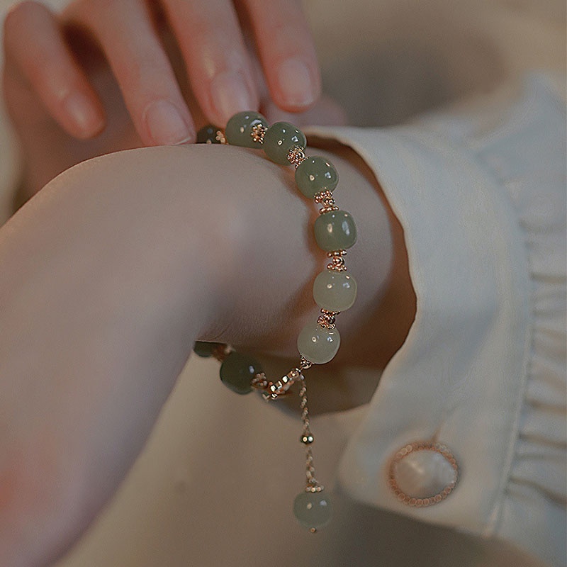 Vòng Tay Chuỗi Hạt Đá Ngọc Bích Tự Nhiên Thời Trang Cho Nữ