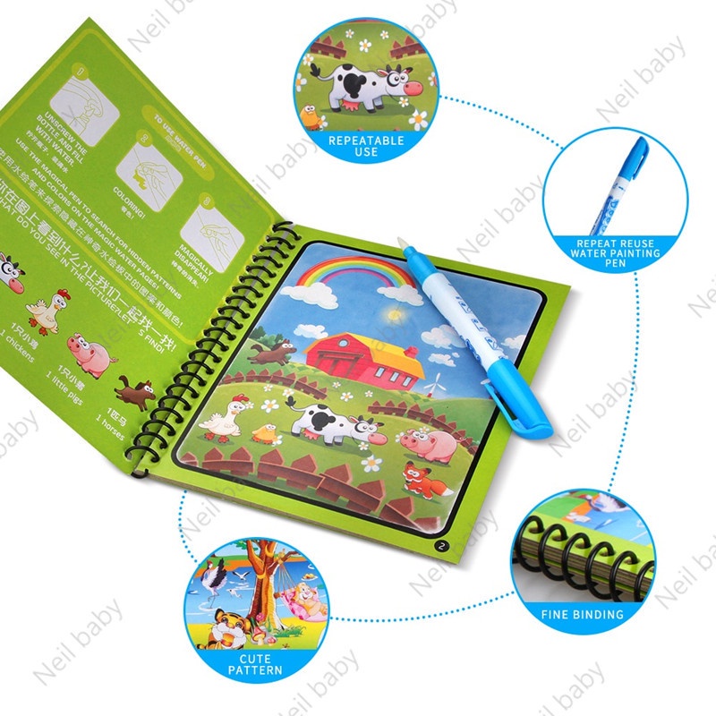 Sách Nuku Tô Màu Ma Thuật Nhiều Màu Sắc Có Thể Tái Sử Dụng Nhiều Lần