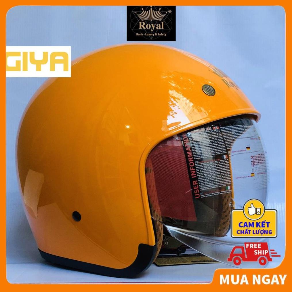 Mũ bảo hiểm 3/4 có kính âm Royal M139 vàng nghệ bóng