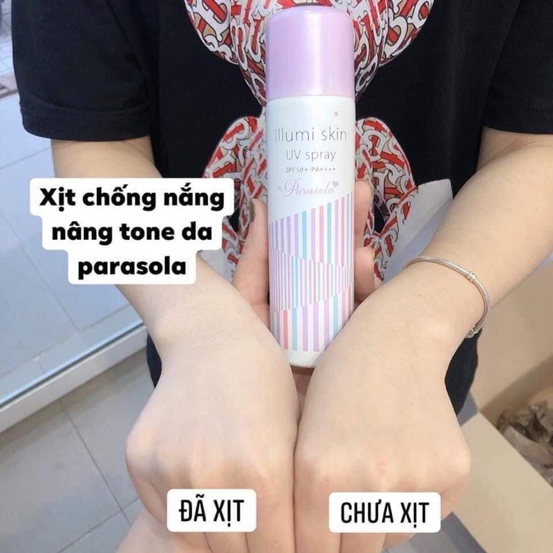 Xịt chống nắng Naris Parasola Illumi Skin UV Spray SPF50+/PA+++ Nhật Bản 80g