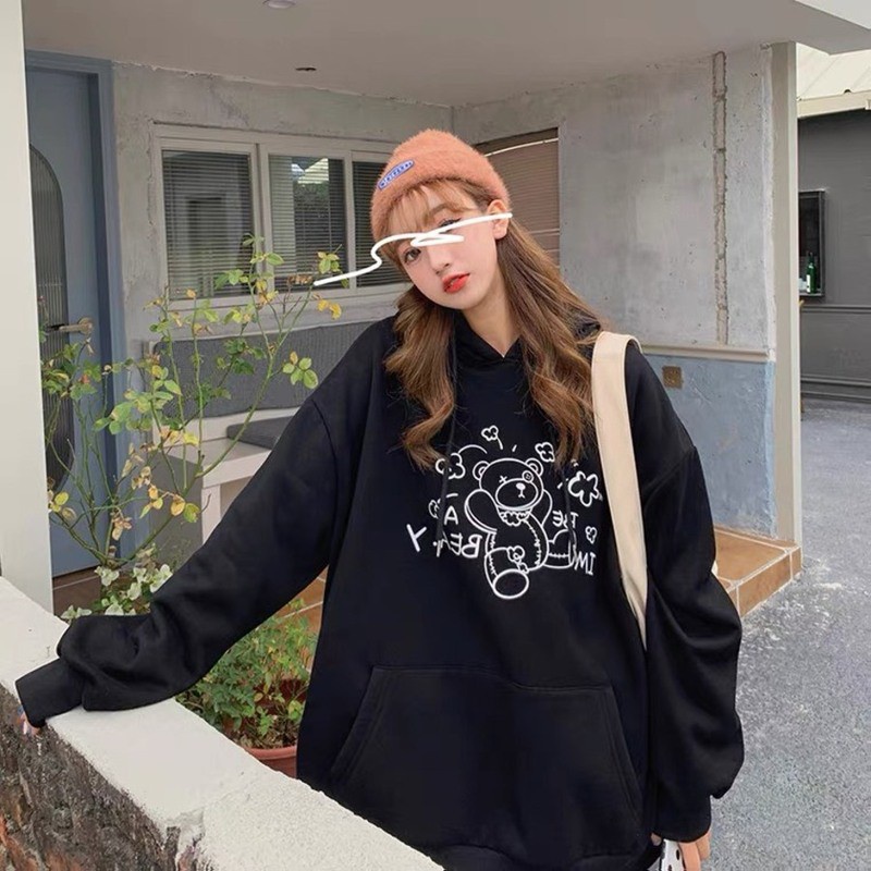 [ANEK01 giảm 10%] Áo Khoác Thun Nỉ Hoodie THIFU FASHION In Hình Con Gấu Dáng Rộng Nam Nữ Nón 2 Lớp Chuẩn Form Freesize D | BigBuy360 - bigbuy360.vn
