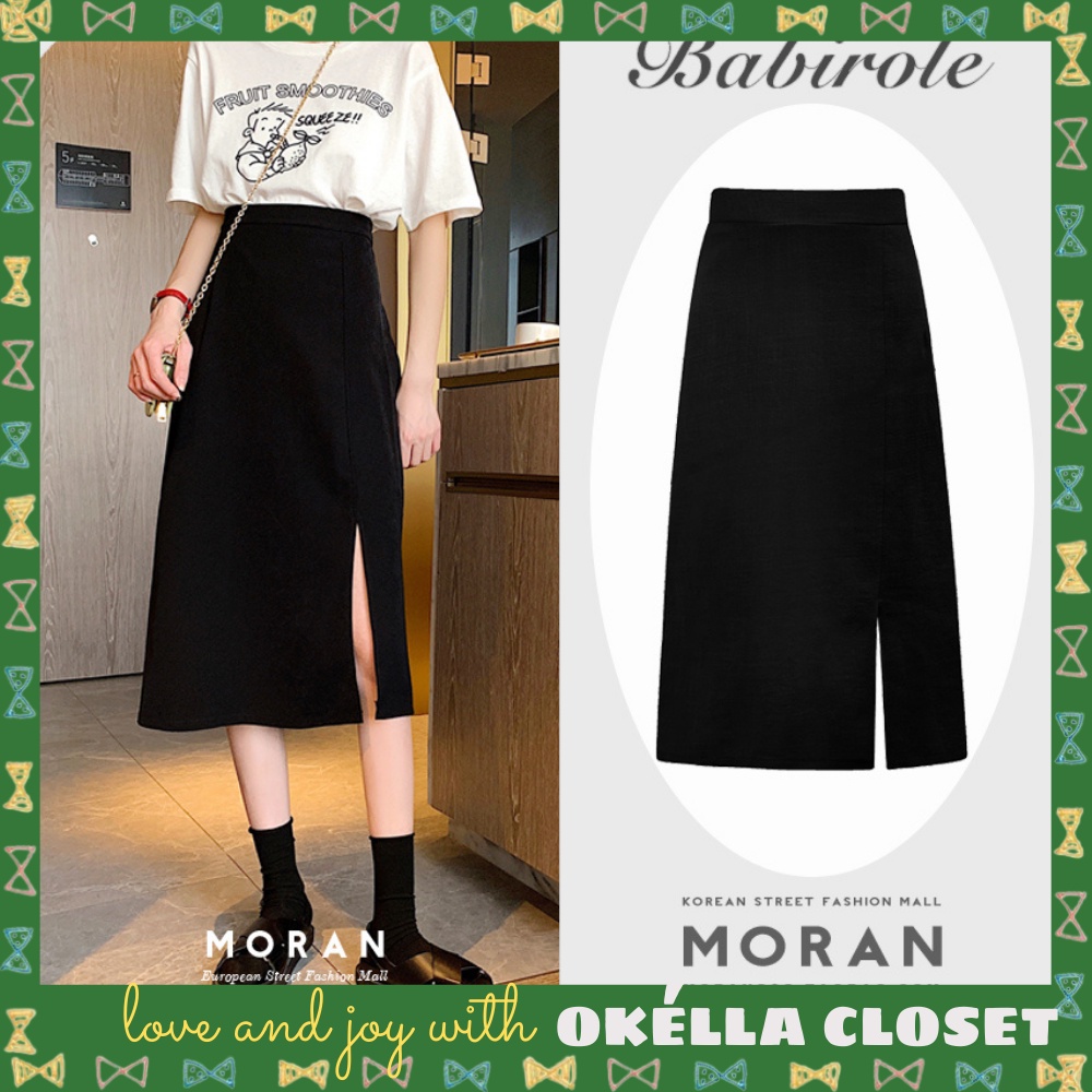 Chân váy dài qua gối có xẻ tà nhẹ Okella CV0014