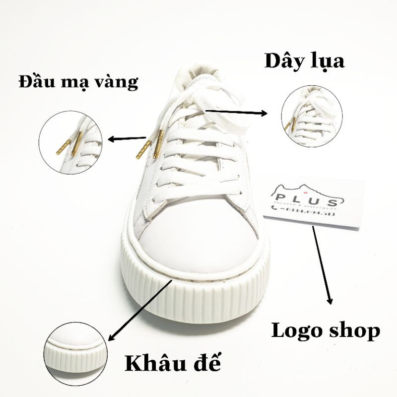 Giày thể thao sneaker 𝐏𝐔𝐌𝐀 trắng - thân giày da đế cao su đúc - cổ thấp đế cao 5cm - giay thể thao plus