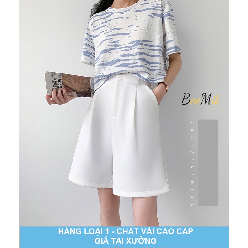 Quần short lửng ống rộng, quần short ống rộng Unisex Nam - Nữ cạp cao