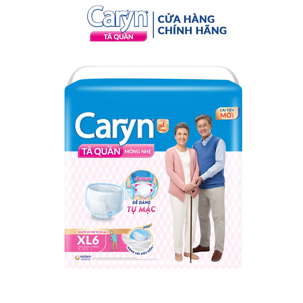 Tã/bỉm người lớn quần Caryn loại mỏng nhẹ XL6