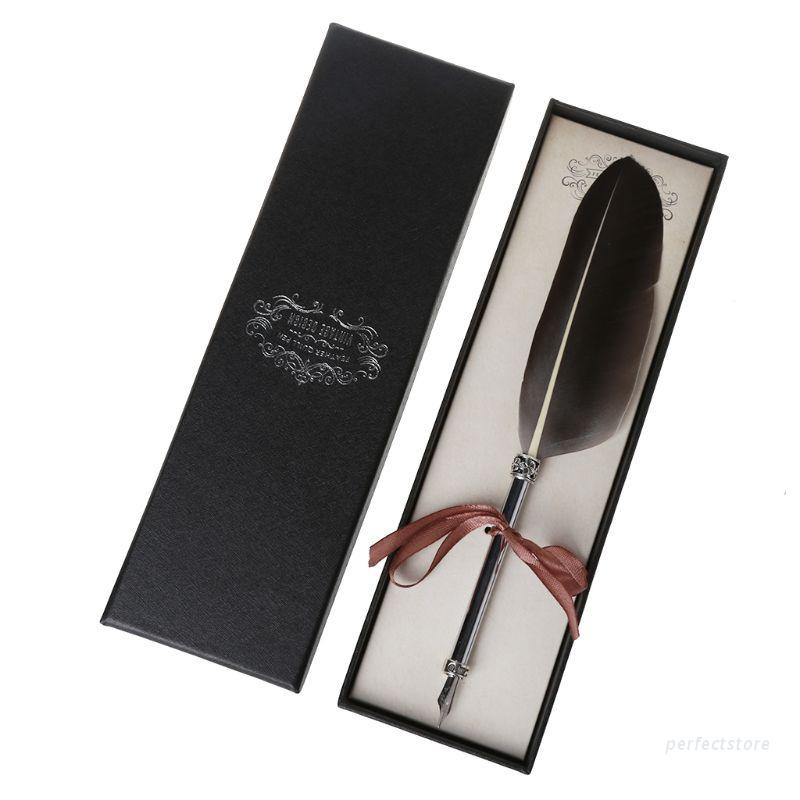 Bút máy ngỗng gắn lông vũ phong cách vintage độc đáo