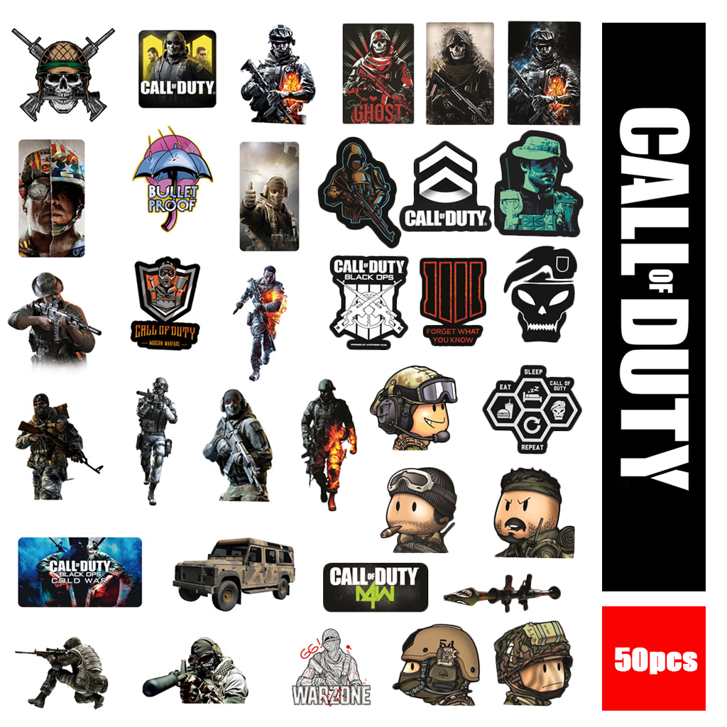 Y&P| Bộ 50 nhãn dán họa tiết hoạt hình Call of Duty