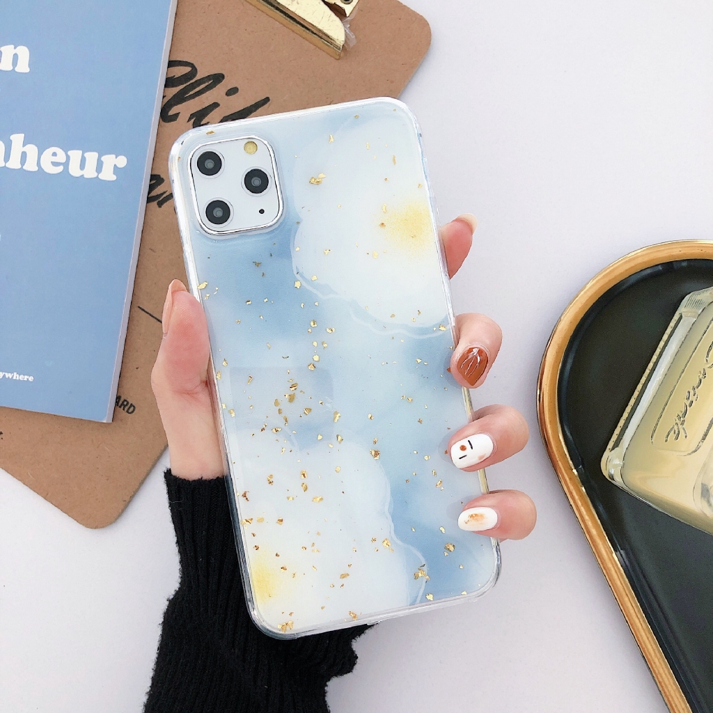 Ốp lưng mềm chống rơi họa tiết hoa và lá vàng cho IPhone 11 11pro Max 6 7 8 6plus 7plus 8plus X XS XR XSmax | BigBuy360 - bigbuy360.vn