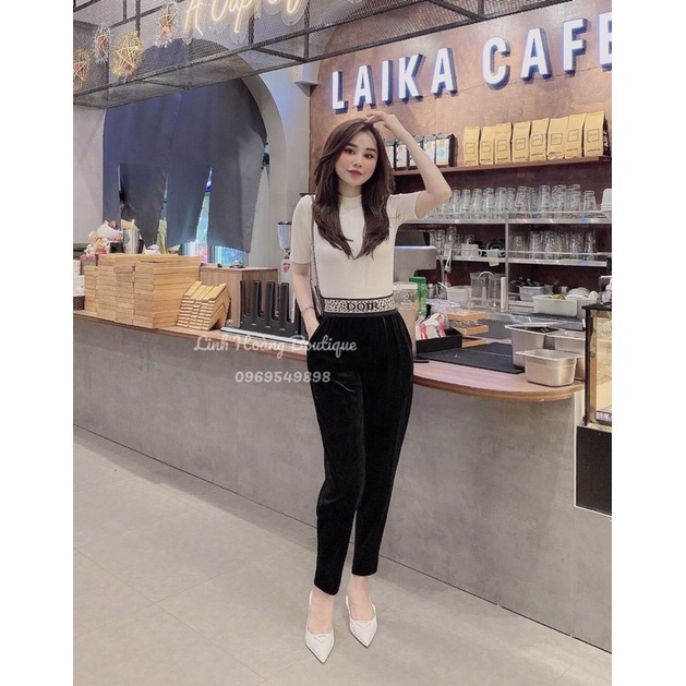 Quần Lêging Nhung Cạp báo chữ đi ô Cực Đẹp Cho Nữ ( Sỉ số lg ib