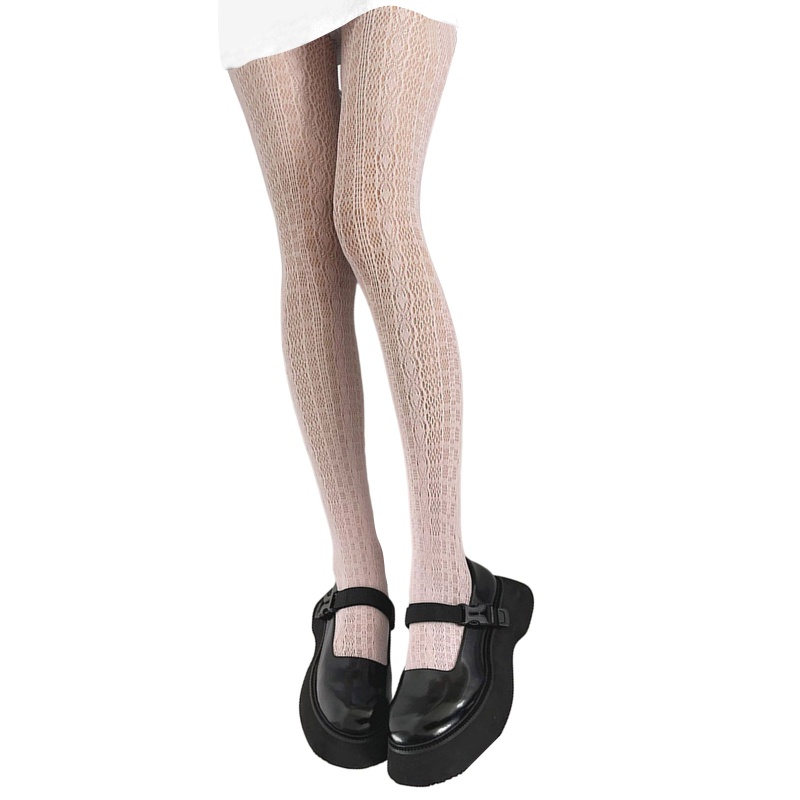 Quần Tất Lưới Phối Ren Họa Tiết Kẻ Sọc Nhiều Màu Phong Cách Gothic Lolita Nhật Bản Cho Nữ Hàng Có Sẵn