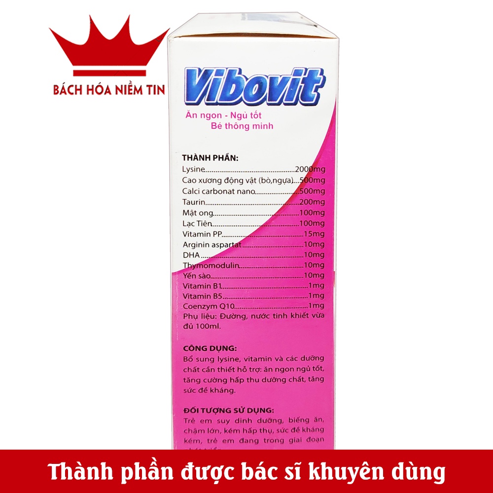 Bé Ăn Ngon Siro Vibovit Junior - Bổ sung axit amin, DHA vitamin giúp bé ăn ngon miệng,ngủ tốt, bé thông minh