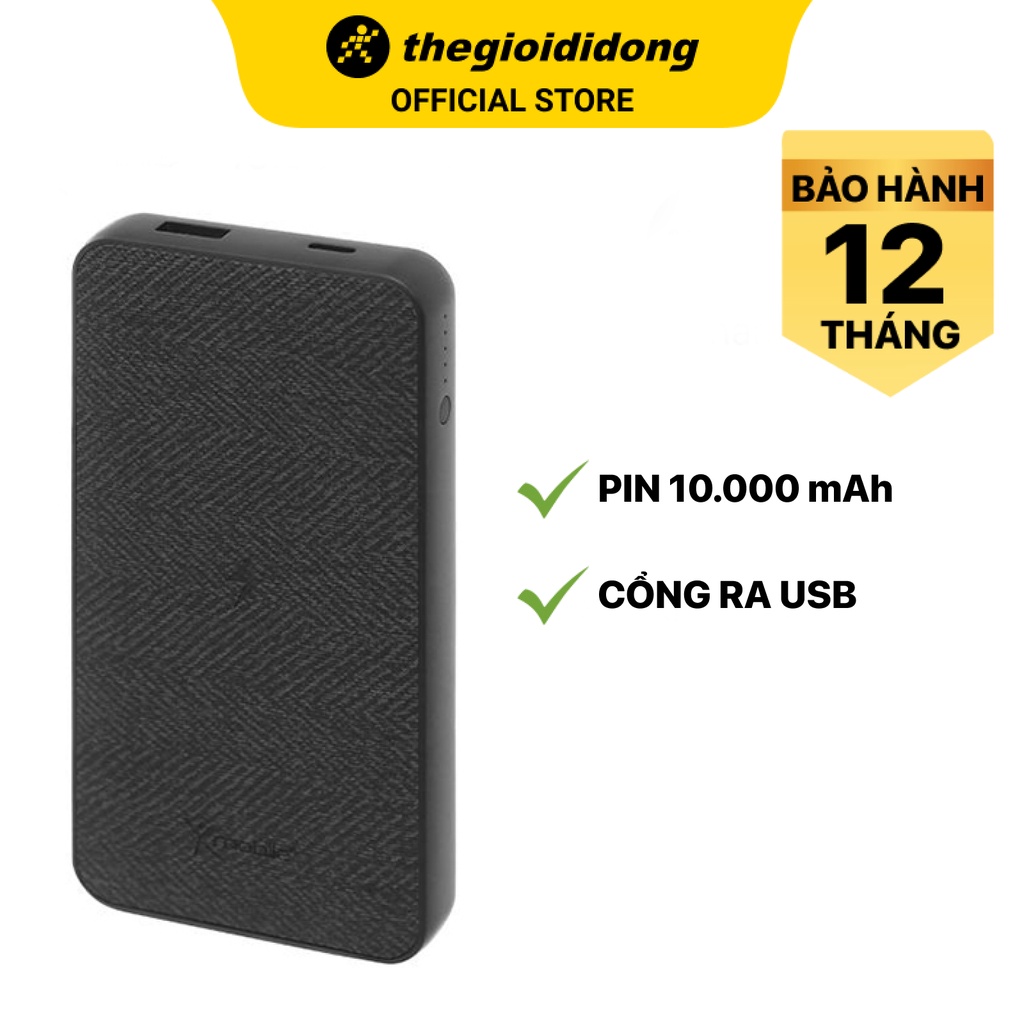 Pin sạc dự phòng Không dây Xmobile PowerLite P106WD Đen 10000mAh Type C/2 cổng USB 1 cổng Type C -Chính hãng BH 12 tháng