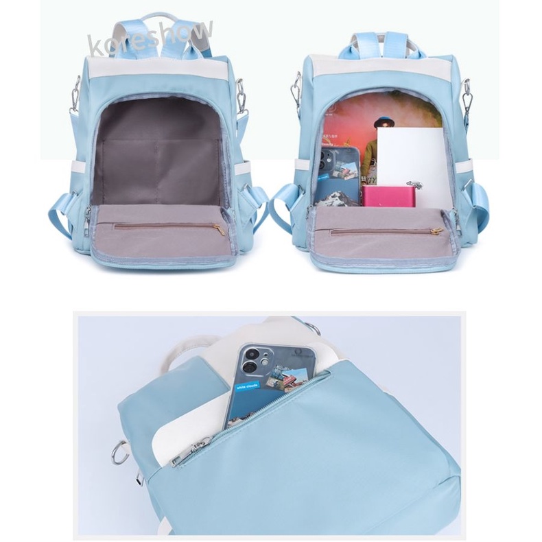 Balo Thời Trang Bằng Nylon Chống Nước Chống Trộm Phong Cách Hàn Quốc Cho Nữ