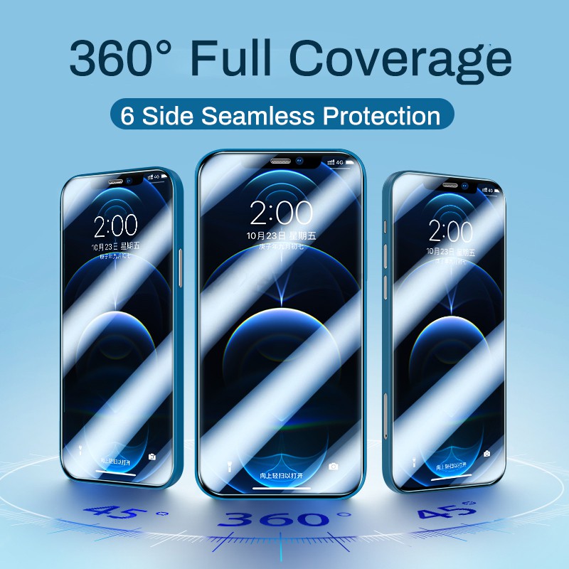 Ultra Ốp Điện Thoại Pc Cứng + Kính Cường Lực Siêu Mỏng 360 Cho Iphone 12 Pro Max 12 Mini 12 12 Pro