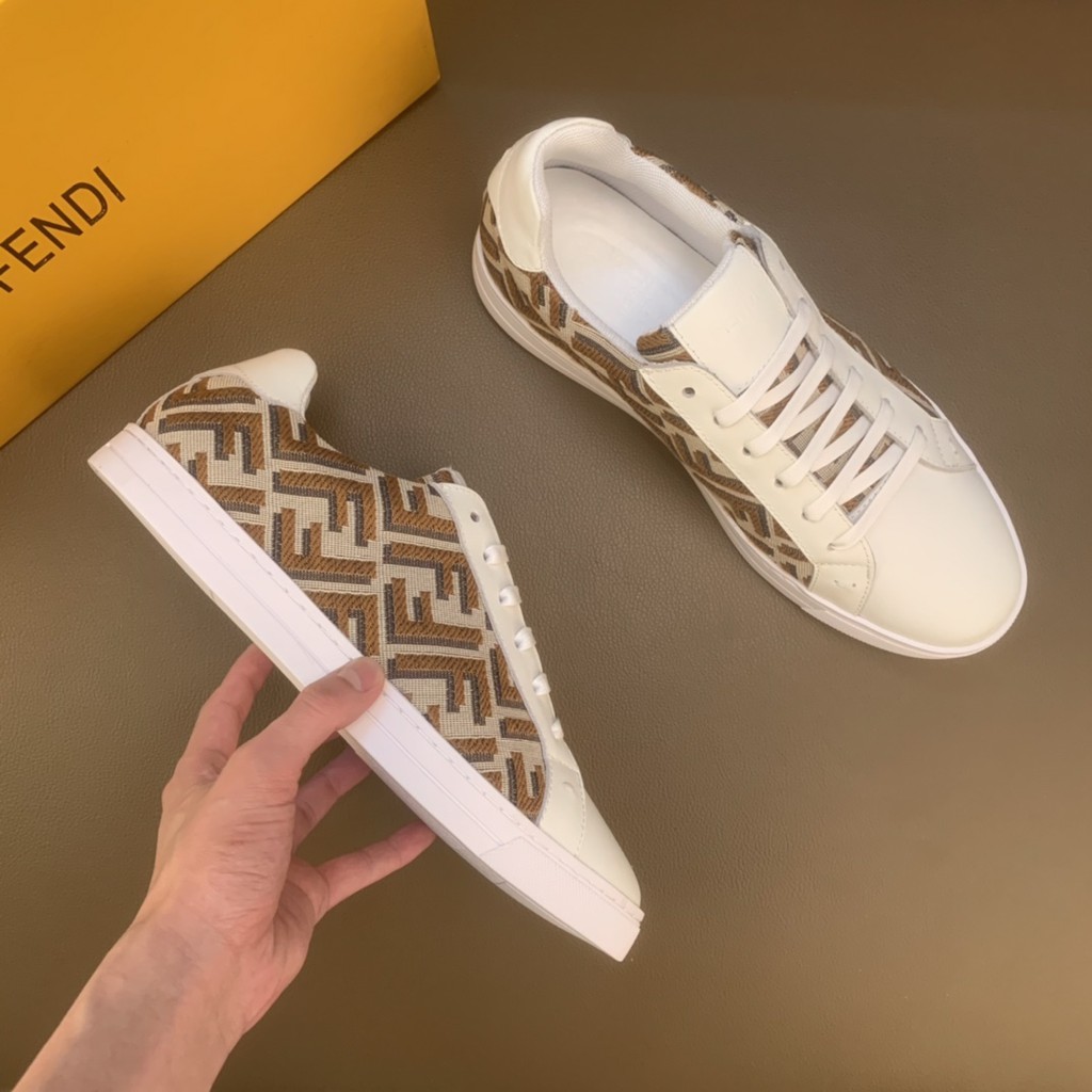 Giày sneakers nam da thật FENDI FD thiết kế ấn tượng với họa tiết kinh điển