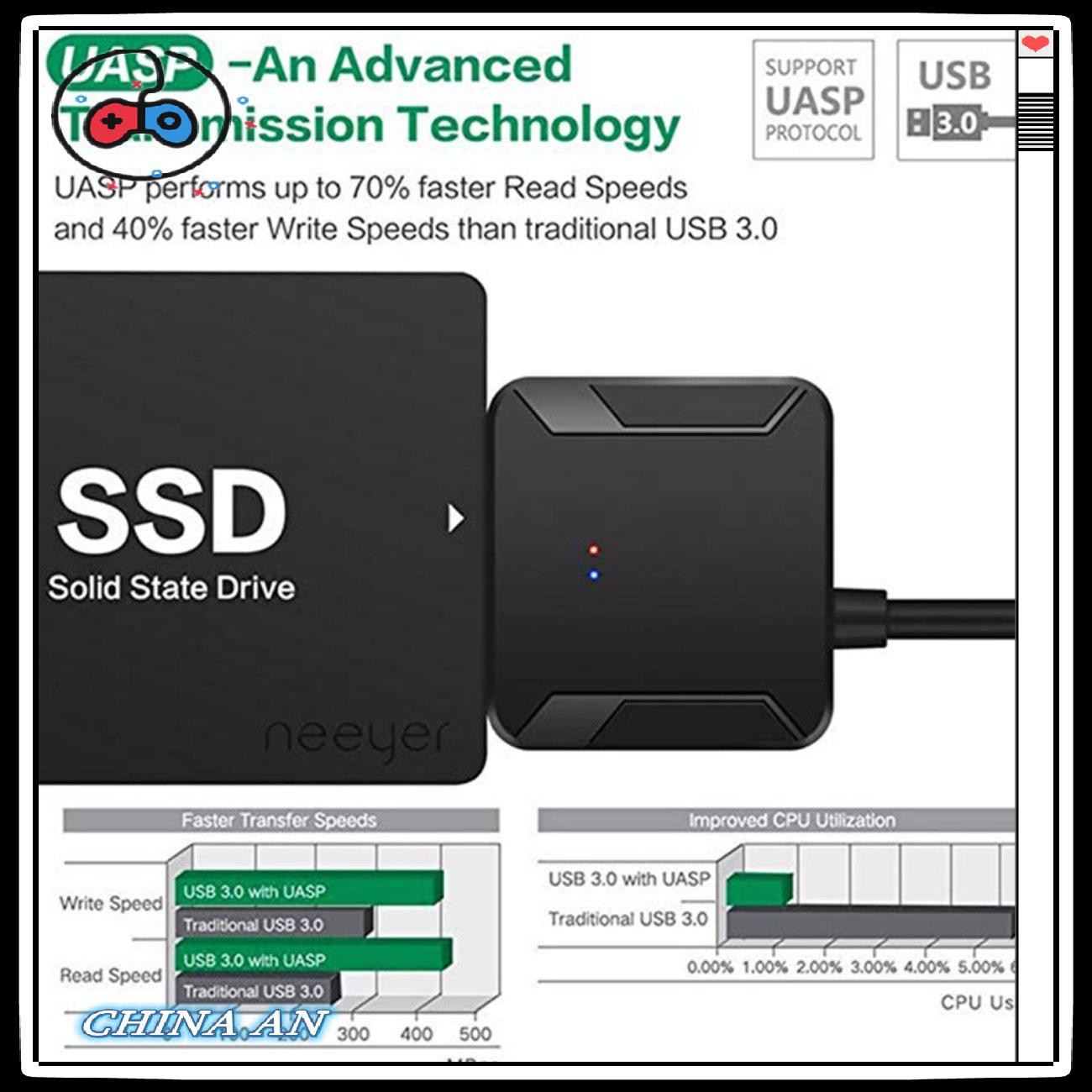 ⚡Hot sản phẩm/USB 3.0 to 2.5"/3.5" IDE SATA Hard Drive Adapter HDD Transfer Converter