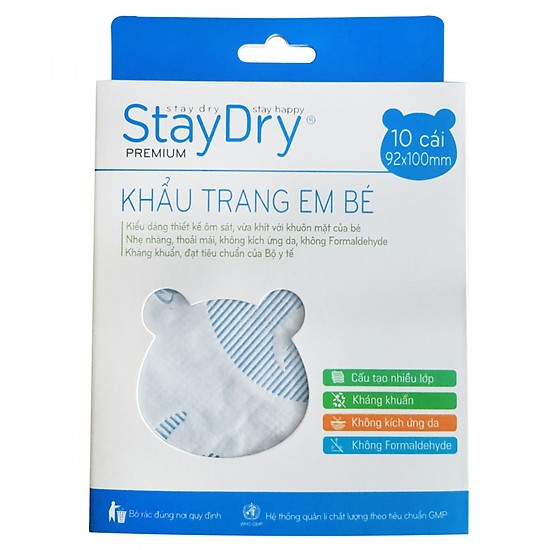 Khẩu trang y tế cho em bé StayDry Premium hộp 10 cái