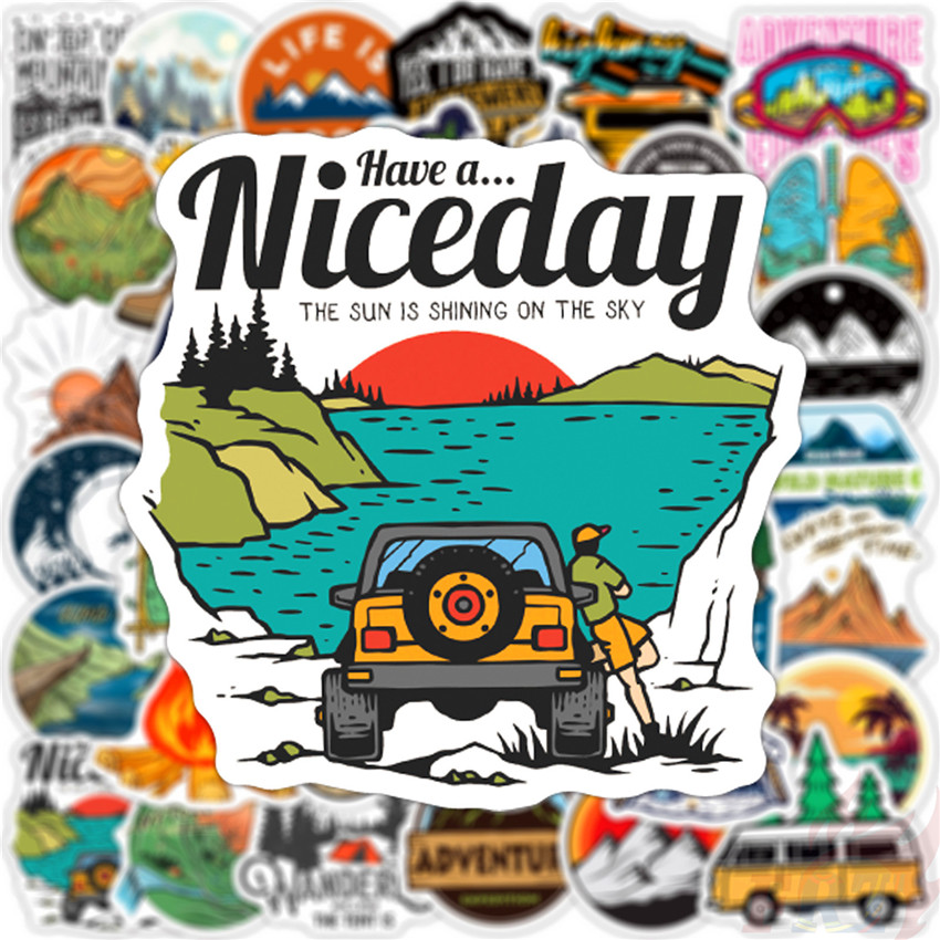 ❉ Outdoor Hiking Adventure Travel Series 01 Stickers ❉ 50Pcs/Set Waterproof DIY Fashion Decals Doodle Stickers
