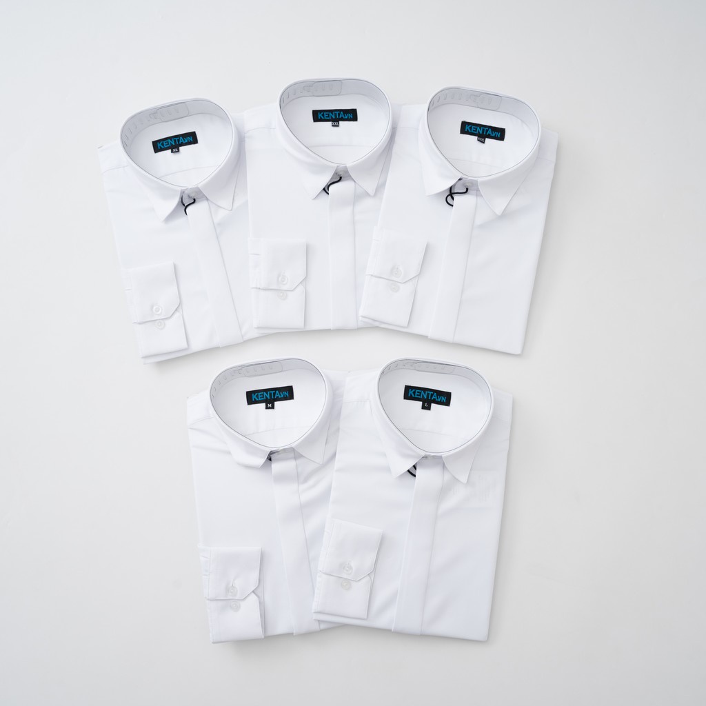 Áo sơ mi tay dài KENTA nam trắng, giấu nút SMD0081