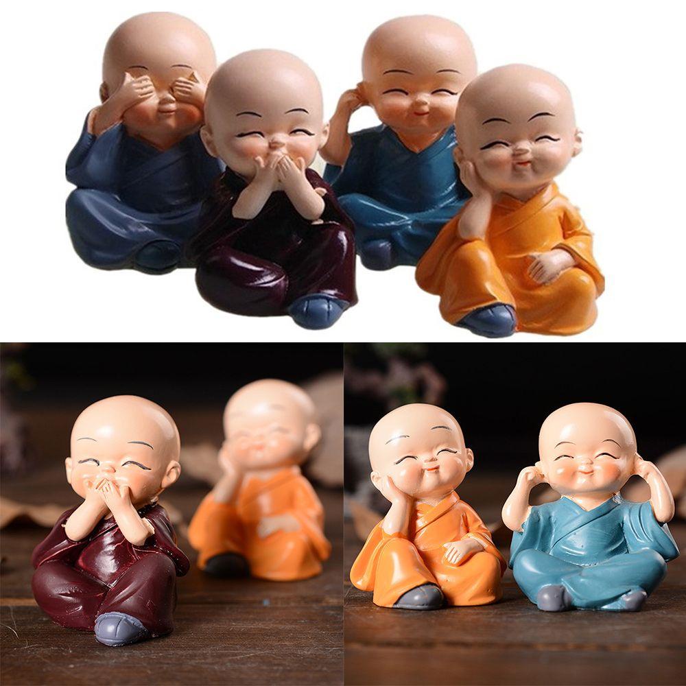 Set 4 Tượng Chú Tiểu Hoạt Hình Ngộ Nghĩnh Dùng Để Trang Trí Nội Thất Xe Ô Tô