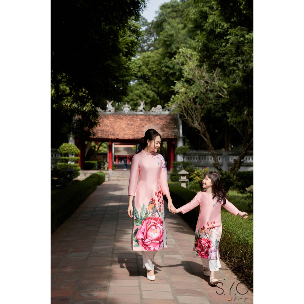 Áo Dài In Hoa Mẫu Đơn SYO AD001
