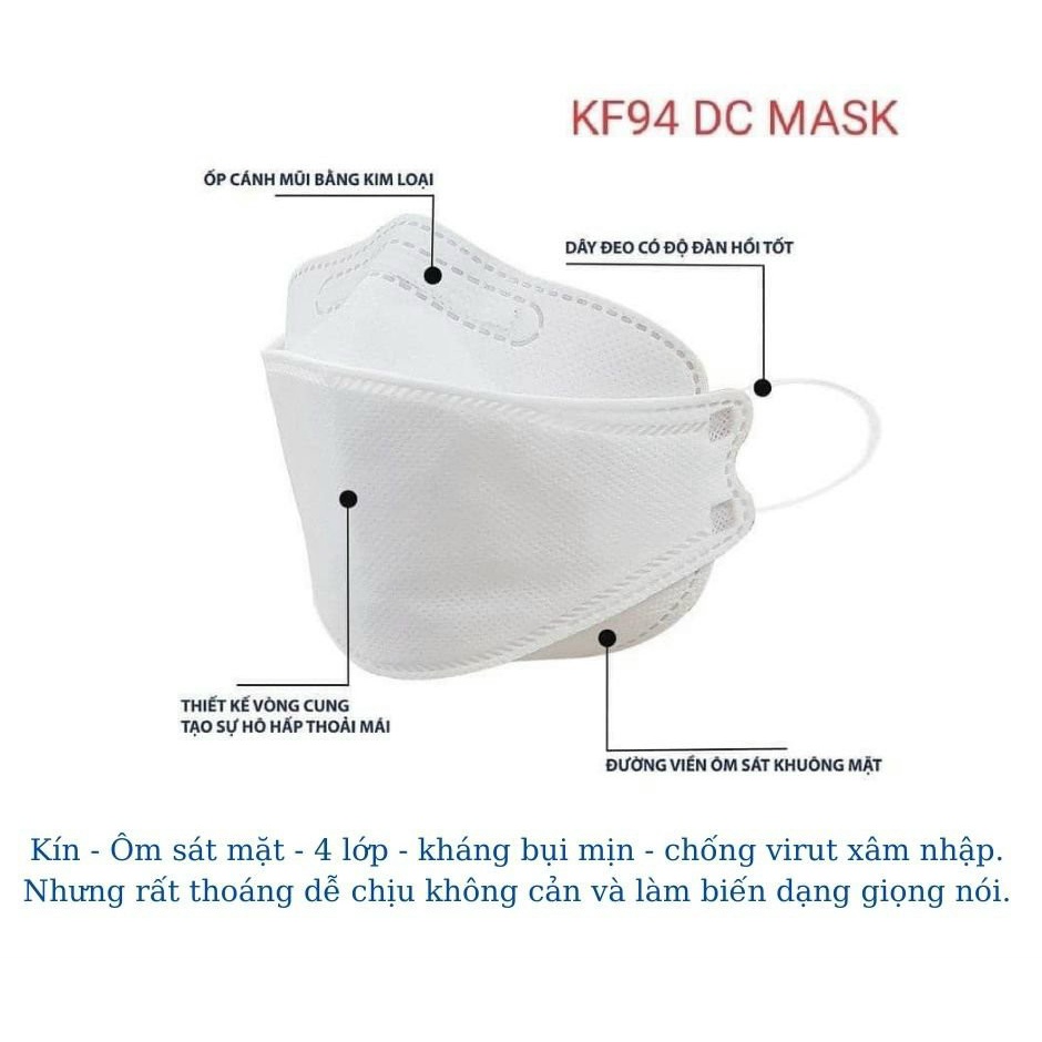 Khẩu Trang  4D Kháng Khuẩn  (Bịch 10 cái)  KF94 ÔM SÁT MẶT LỌC BỤI BẨN