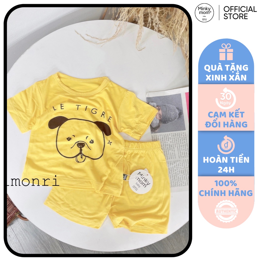 [SALE] Bộ Cộc Tay Cho Bé Trai, Bé Gái Minky Mom Vải Thun Lạnh Hoạ Tiết Cún Dễ Thương,  Đồ Bộ Cho Bé Mặc Nhà MKM2218