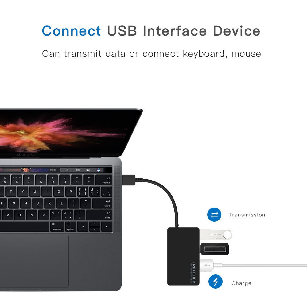 Hub chuyển cổng Type C thành 4 cổng USB 3.0 , Jack chia cổng cho điện thoại, máy tính, laptop - Beetech