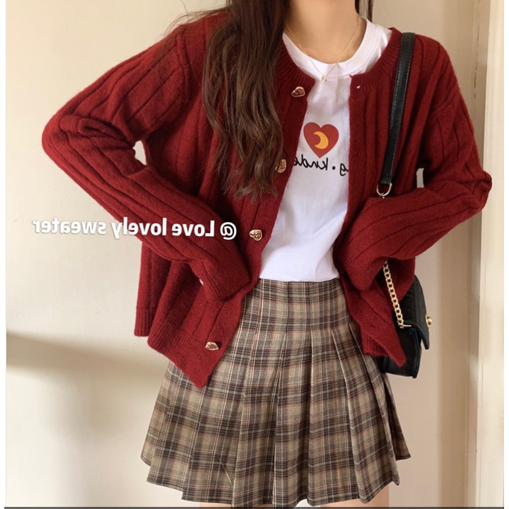 Áo khoác cardigan dệt kim phong cách Hàn Quốc đáng yêu hợp thời trang cho nữ