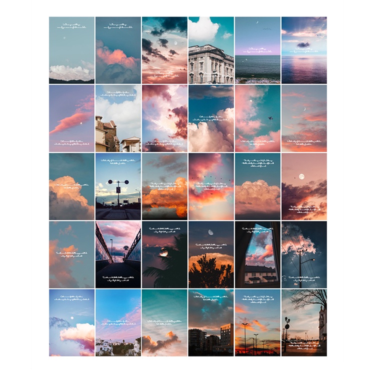 Set 30 sticker Flowertree Họa Tiết Đám Mây Trang Trí Sổ Lưu Niệm