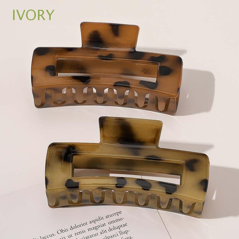 Kẹp tóc càng cua hình chữ nhật họa tiết da báo bằng acrylic đơn giản thanh lịch phong cách Hàn Quốc dành cho nữ